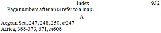 Paragraph at in index indicates italicized m refers to a map; italicized m appears at the beginning of some page numbers