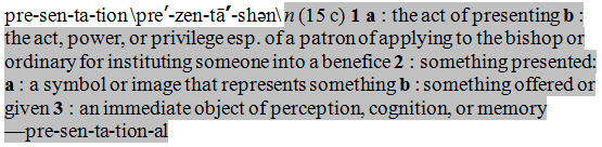 Full dictionary entry with definition segment highlighted (print only); see Example 21-30, lines 3-15