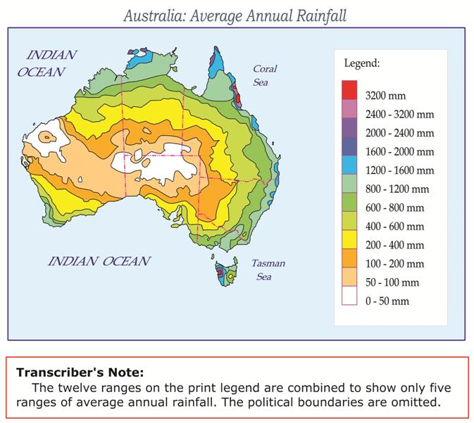 Example Aurstralia Average Annual Rainfall