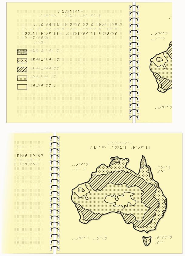 Image: Australia annual average rainfall tactile graphic with simbraille